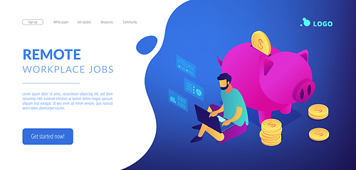 Image showing Online jobs isometric 3D landing page.