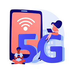 Image showing Mobile phones 5G network abstract concept vector illustration.