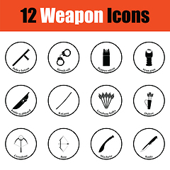 Image showing Set of twelve weapon icons