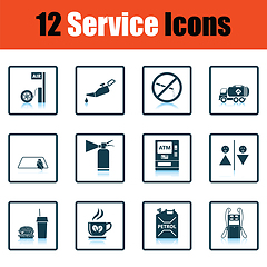 Image showing Set of twelve Petrol station icons