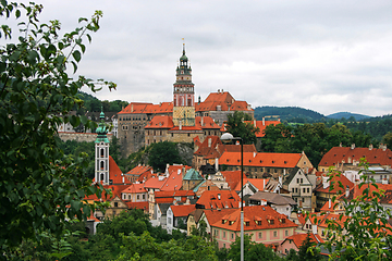 Image showing Beautiful view at the Castle Tower of the old bohemian little to