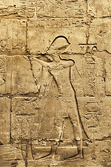 Image showing Ancient wall with egyptian hieroglyphs in the Karnak Temple