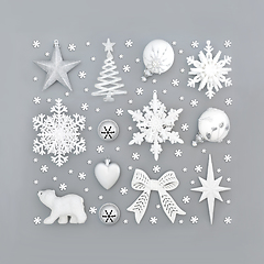Image showing Abstract Christmas Snowflake and Bauble Decorations