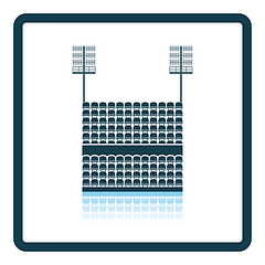 Image showing Stadium tribune with seats and light mast icon