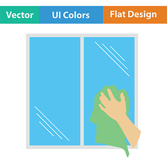 Image showing Hand wiping window icon