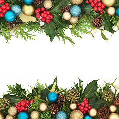 Image showing Christmas Festive Background with Winter Greenery and Decoration