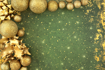 Image showing Abstract Christmas Background with Gold Baubles