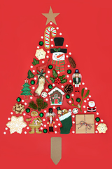 Image showing Christmas Composition with Abstract Tree Shape  