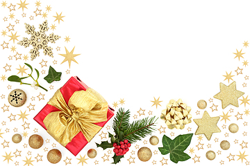 Image showing Decorative Christmas Composition with Gift Box