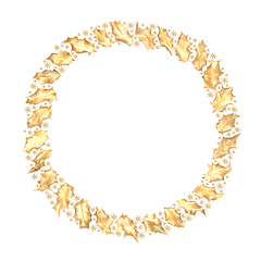 Image showing Christmas Gold Star and Holly Leaf Wreath 