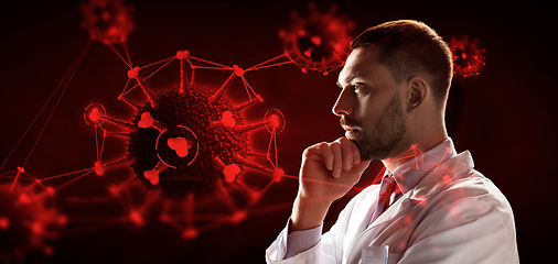 Image showing doctor or scientist looking at coronavirus