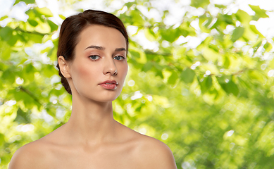 Image showing beautiful young woman with bare shoulder