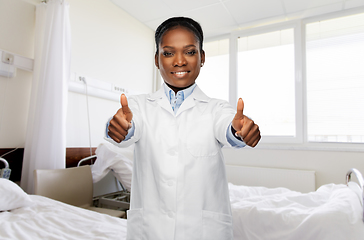 Image showing african american female doctor showing thumbs up