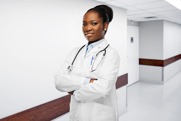 Image showing african american female doctor with stethoscope