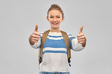 Image showing smiling teenage student girl with school bag