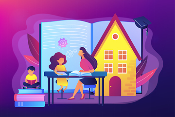 Image showing Home schooling concept vector illustration.