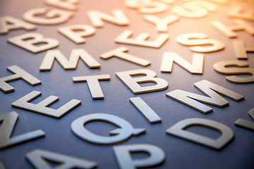 Image showing Mixed letters pile closeup photo