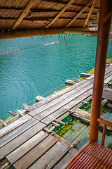 Image showing Floating bungalow in Cheow Lan Lake, Khao Sok, Thailand