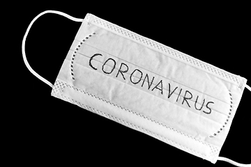 Image showing face protective medical mask with coronavirus