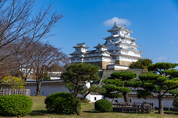 Image showing Japanese Himeiji Castle with blue sky