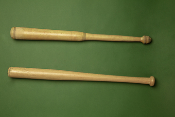 Image showing Sport equipment isolated on green studio background