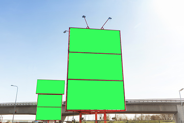 Image showing big billboard with green chroma key screen in city
