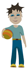 Image showing A young boy with a ball vector or color illustration