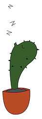 Image showing Sleeping cactus illustration vector on white background 