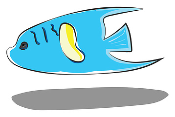 Image showing Drawing of a blue fish over white background vector or color ill