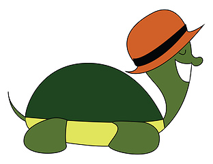 Image showing A turtle with a hat vector or color illustration