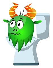 Image showing Monster on toilet seat, illustration, vector on white background
