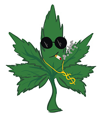 Image showing Green gangster marijuana leaf illustration vector on white backg