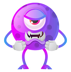 Image showing Angry purple monster illustration vector on white background