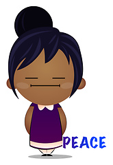 Image showing Little girl is feeling peaceful, illustration, vector on white b