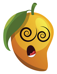 Image showing Mango face feeling dizzy illustration vector on white background