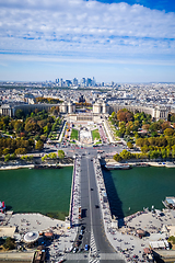 Image showing Aerial city view of Paris from Eiffel Tower, France