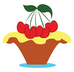 Image showing Little cherry cake vector or color illustration