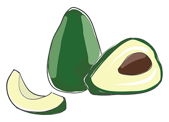 Image showing Piece of cut avocado vector or color illustration