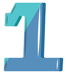 Image showing Blue number one illustration vector on white background