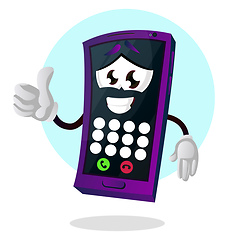 Image showing Mobile emoji with a dial screen on its body illustration vector 