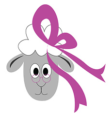 Image showing Girl lamb with purple eyegalsses and headband illustration vecto
