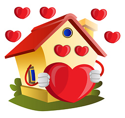 Image showing House with hearts, illustration, vector on white background.