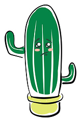 Image showing A sad cactus in yellow pot vector or color illustration