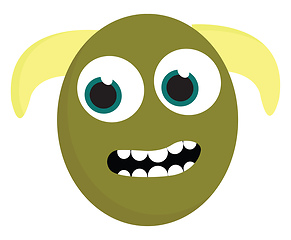 Image showing A green monster two yellow horns vector or color illustration