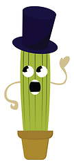 Image showing cactus with hat vector or color illustration