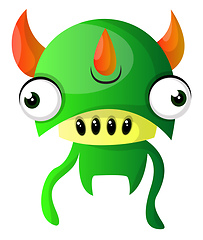 Image showing Green monster with triple horns illustration vector on white bac