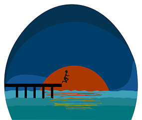 Image showing A beautiful pier vector or color illustration