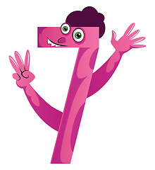 Image showing Pink monster in number seven shape illustration vector on white 