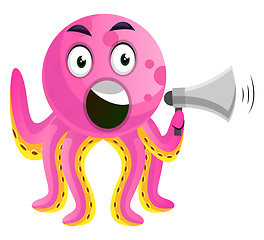 Image showing Octopus with a speakerphone illustration vector on white backgro