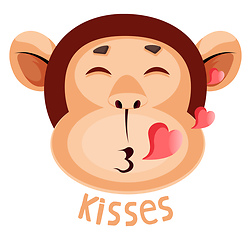Image showing Monkey is sending kisses, illustration, vector on white backgrou